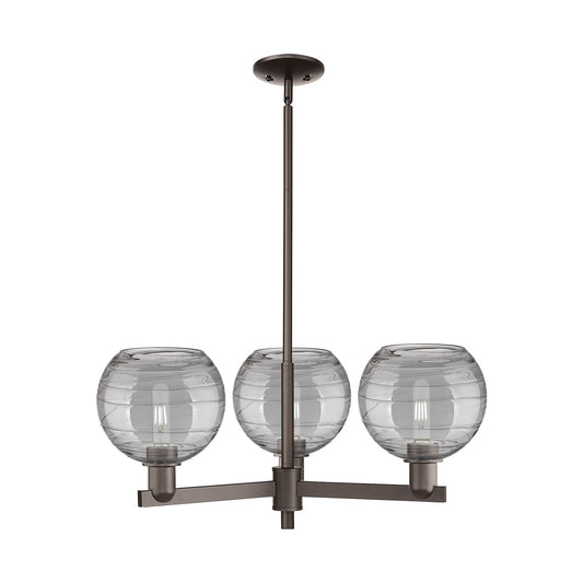 Innovations Athens Deco Swirl 30in 3-Light Pendant | Industrial Oil Rubbed Bronze Steel and Light Smoke Glass | Kitchen | Model 716-3CR-OB-G1213-8SM