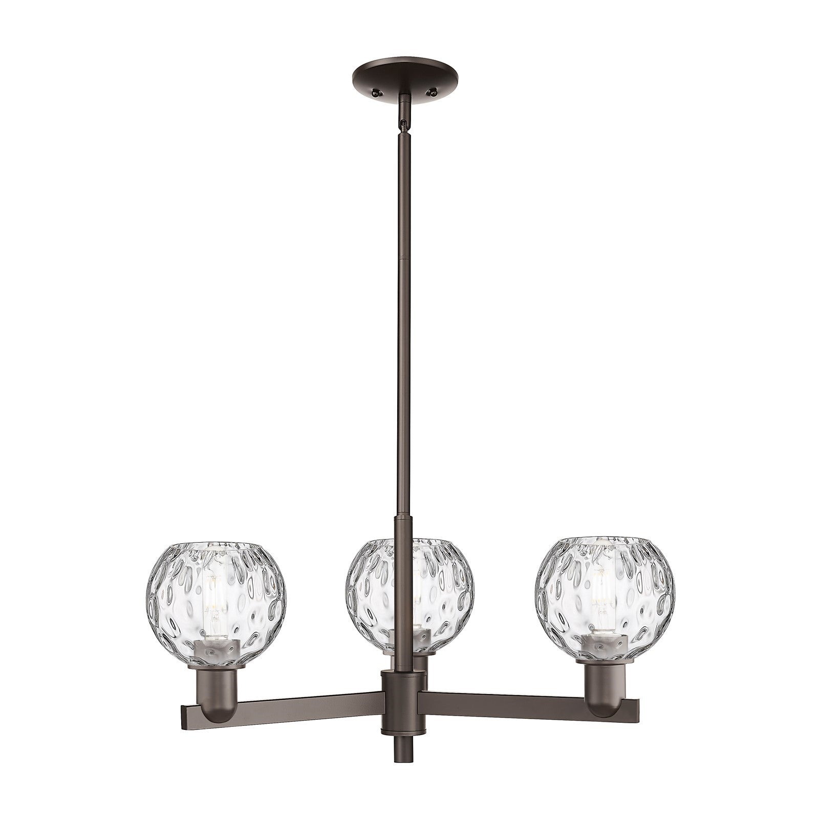 Innovations Athens Water Glass 28in 3-Light Pendant | Industrial Oil Rubbed Bronze Steel and Clear Glass | Kitchen Island & | Model 716-3CR-OB-G1215-6