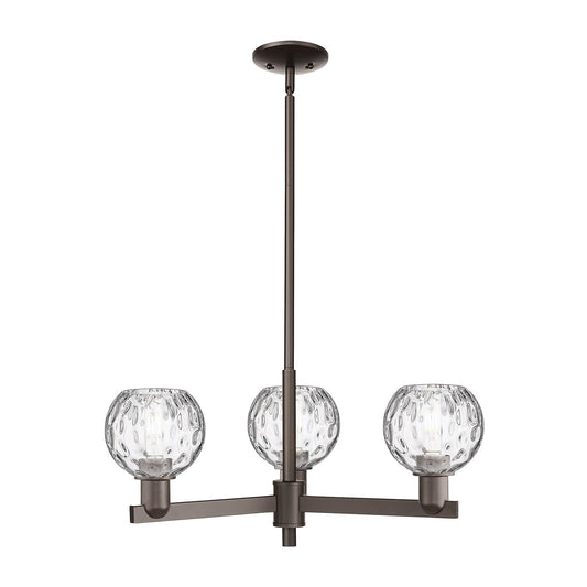 Innovations Athens Water Glass 28in 3-Light Pendant | Industrial Oil Rubbed Bronze Steel and Clear Glass | Kitchen Island & | Model 716-3CR-OB-G1215-6