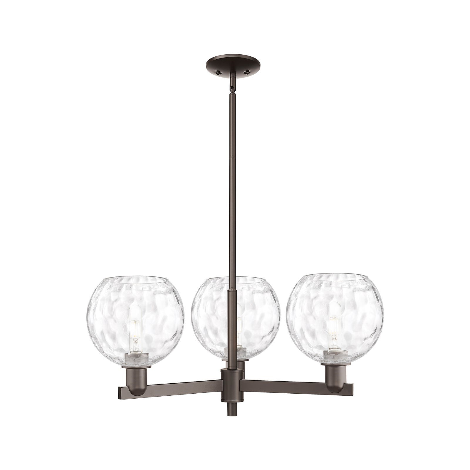 Innovations Athens Water Glass 30in 3-Light Pendant | Industrial Oil Rubbed Bronze Steel and Clear Glass | Kitchen Island & | Model 716-3CR-OB-G1215-8