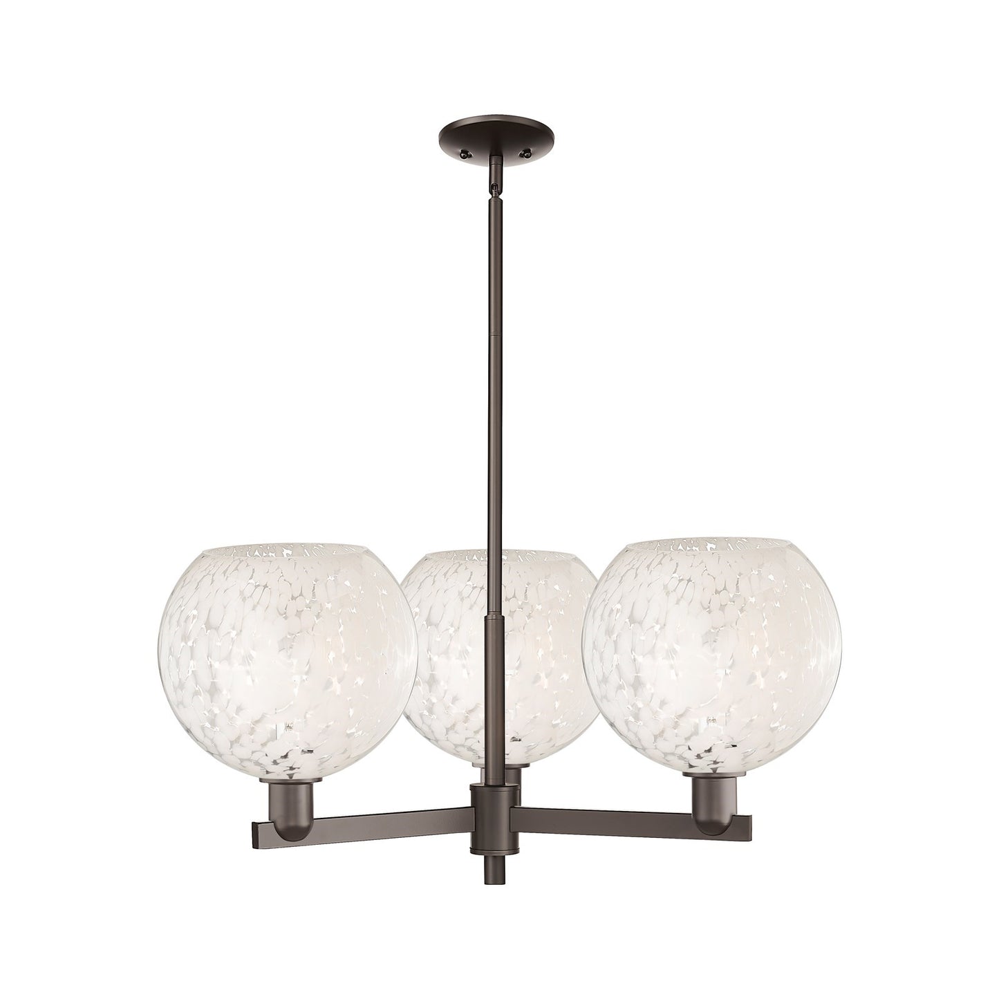 Innovations Lighting White Mouchette 32in 3-Light Pendant | Industrial Oil Rubbed Bronze Steel and White Glass | Kitchen | Model 716-3CR-OB-G1216-10WM