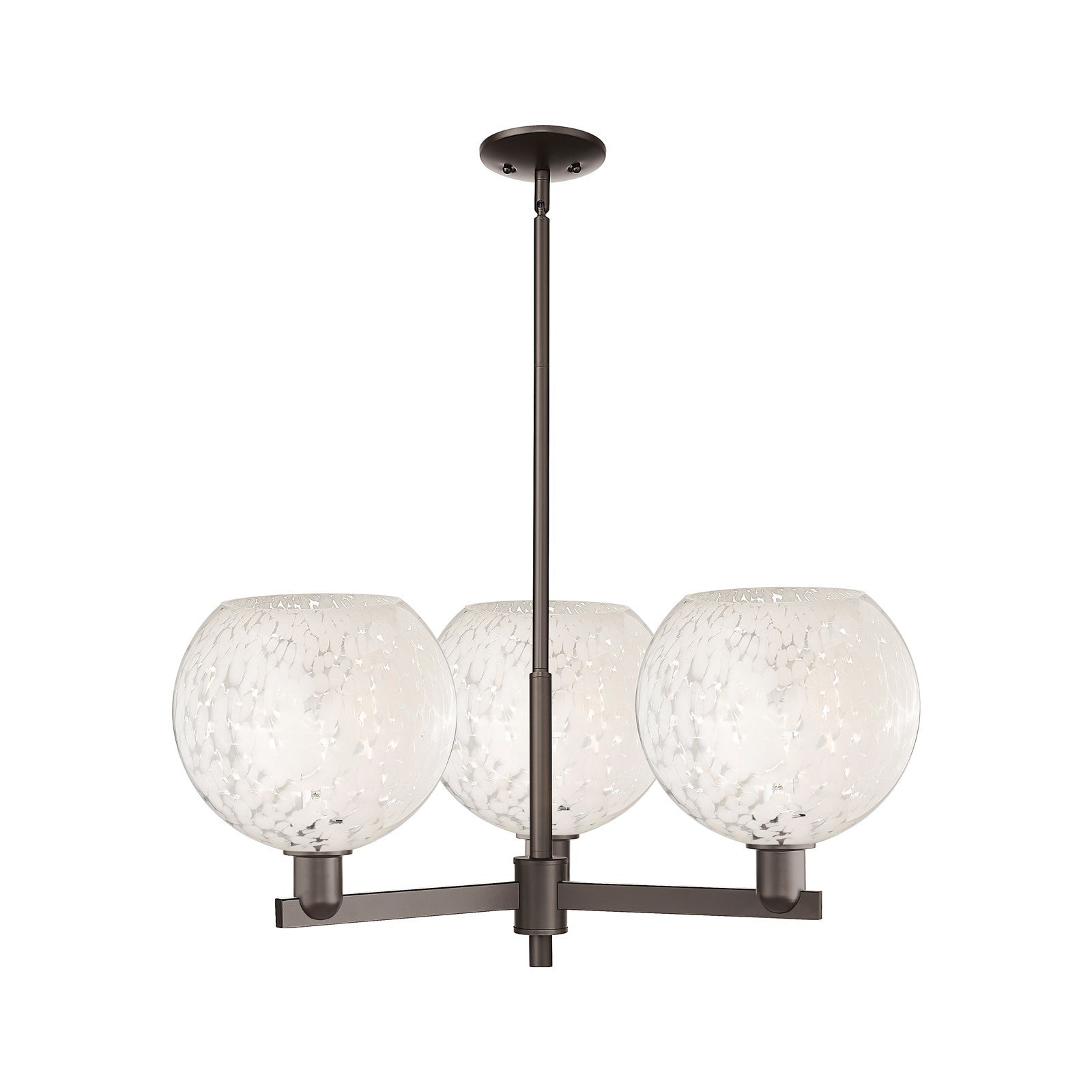Innovations Lighting White Mouchette 32in 3-Light Pendant | Industrial Oil Rubbed Bronze Steel and White Glass | Kitchen | Model 716-3CR-OB-G1216-10WM