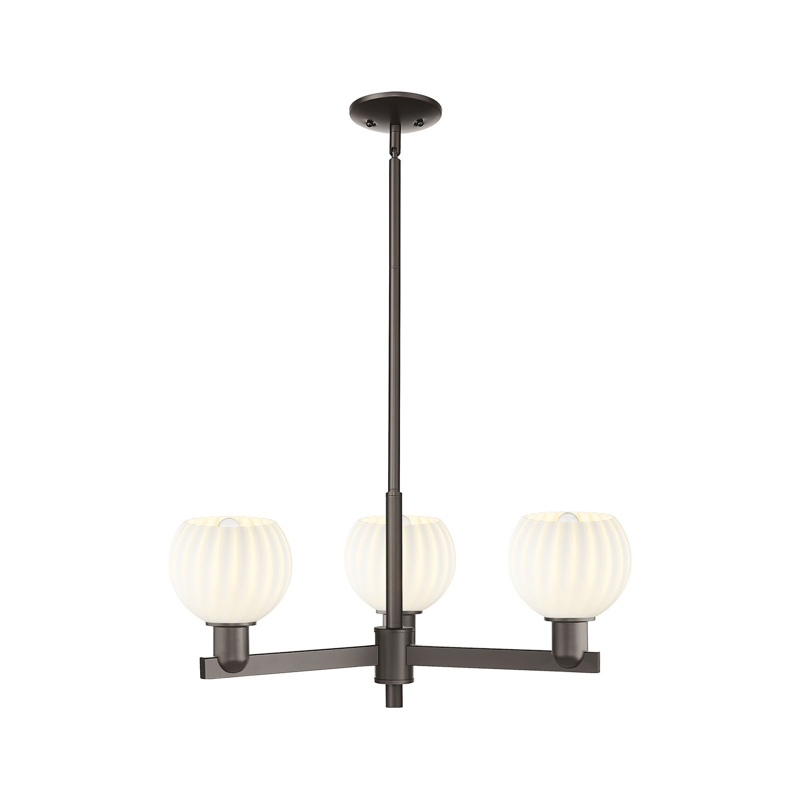 Innovations Lighting Arcadia 28in 3-Light Pendant | Industrial Oil Rubbed Bronze and White Venetian Glass | Kitchen Island & | Model 716-3CR-OB-G1217-6WV