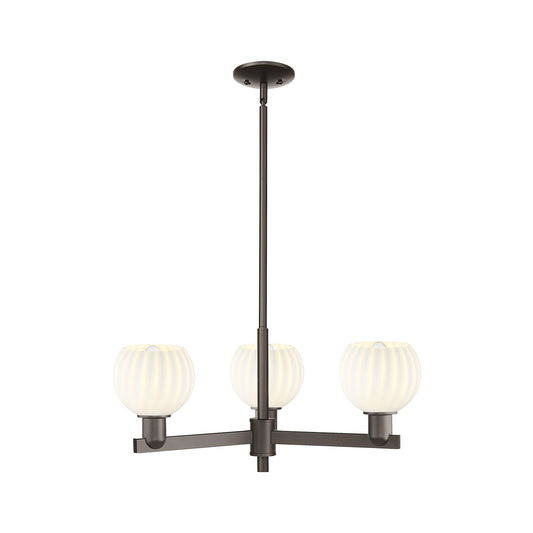 Innovations Lighting Arcadia 28in 3-Light Pendant | Industrial Oil Rubbed Bronze and White Venetian Glass | Kitchen Island & | Model 716-3CR-OB-G1217-6WV