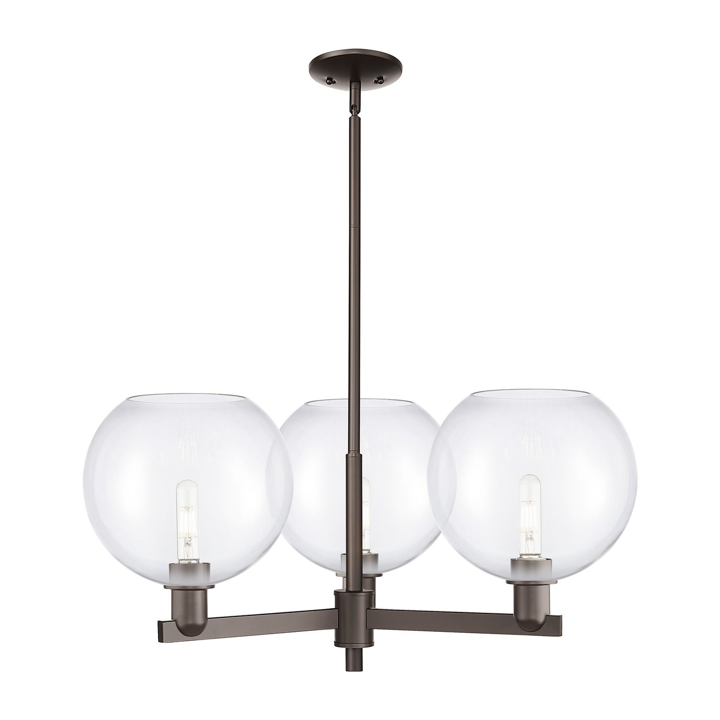 Innovations Athens 32in 3-Light Pendant | Industrial Oil Rubbed Bronze Steel and Clear Glass | Kitchen Island & Dining Room | Model 716-3CR-OB-G122-10