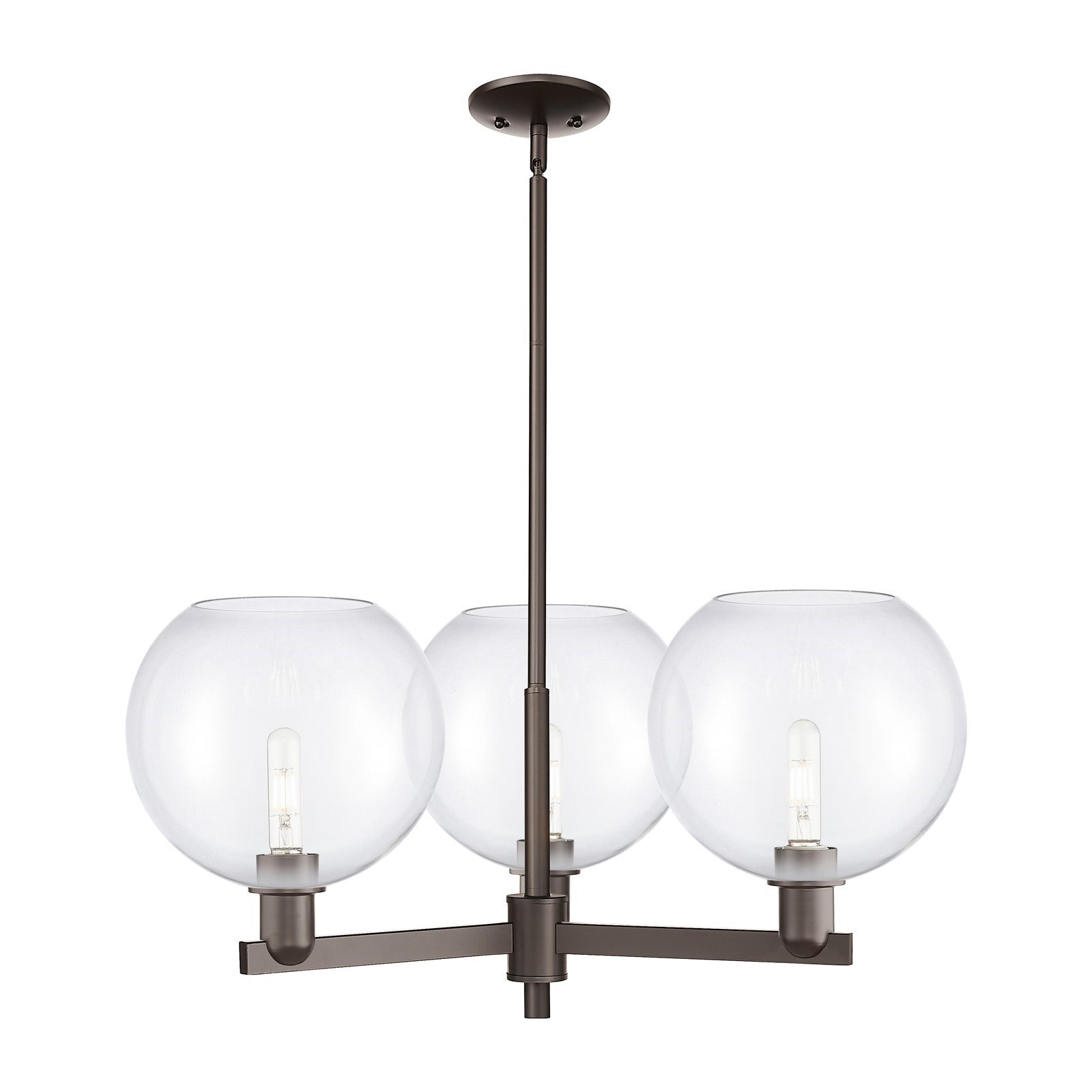 Innovations Athens 32in 3-Light Pendant | Industrial Oil Rubbed Bronze Steel and Clear Glass | Kitchen Island & Dining Room | Model 716-3CR-OB-G122-10