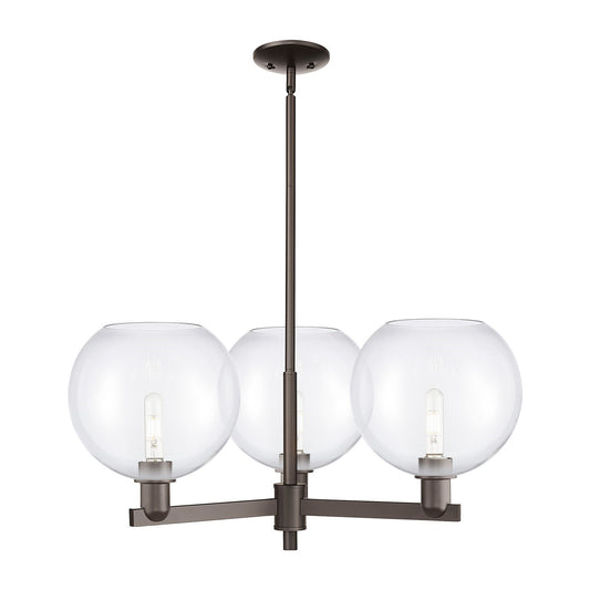 Innovations Athens 32in 3-Light Pendant | Industrial Oil Rubbed Bronze Steel and Clear Glass | Kitchen Island & Dining Room | Model 716-3CR-OB-G122-10