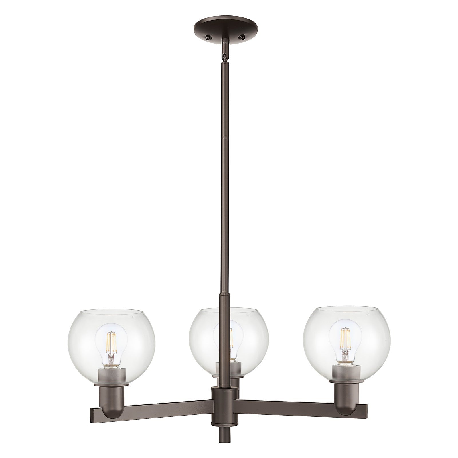 Innovations Athens 28in 3-Light Pendant | Industrial Oil Rubbed Bronze Steel and Clear Glass | Kitchen Island & Dining Room | Model 716-3CR-OB-G122-6