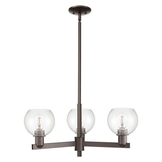 Innovations Athens 28in 3-Light Pendant | Industrial Oil Rubbed Bronze Steel and Clear Glass | Kitchen Island & Dining Room | Model 716-3CR-OB-G122-6