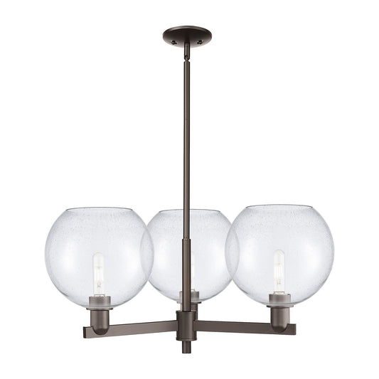 Innovations Athens 32in 3-Light Pendant | Industrial Oil Rubbed Bronze Steel and Seedy Glass | Kitchen Island & Dining Room | Model 716-3CR-OB-G124-10