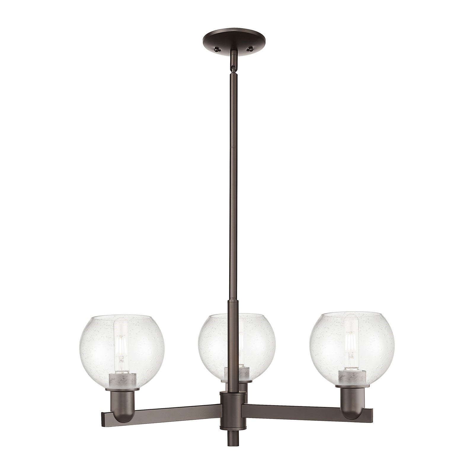 Innovations Athens 28in 3-Light Pendant | Industrial Oil Rubbed Bronze Steel and Seedy Glass | Kitchen Island & Dining Room | Model 716-3CR-OB-G124-6