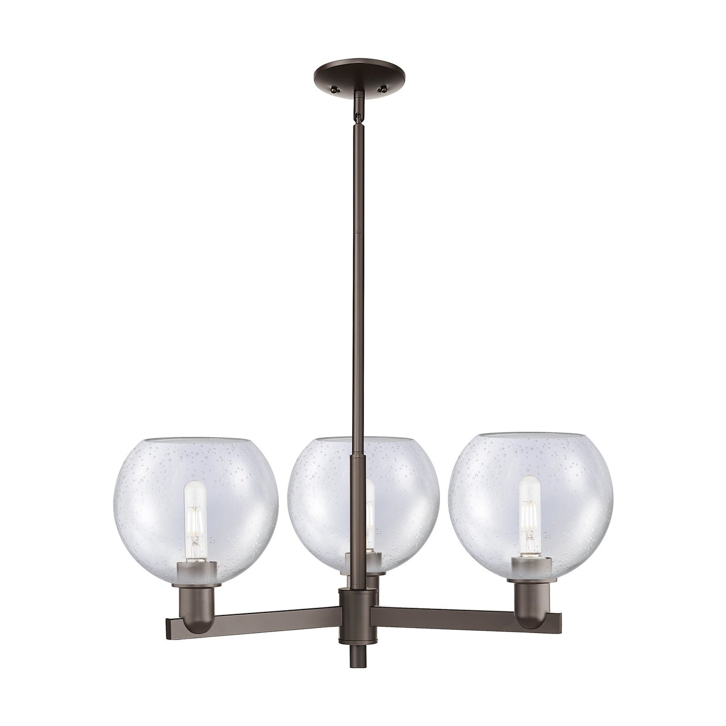 Innovations Athens 30in 3-Light Pendant | Industrial Oil Rubbed Bronze Steel and Seedy Glass | Kitchen Island & Dining Room | Model 716-3CR-OB-G124-8
