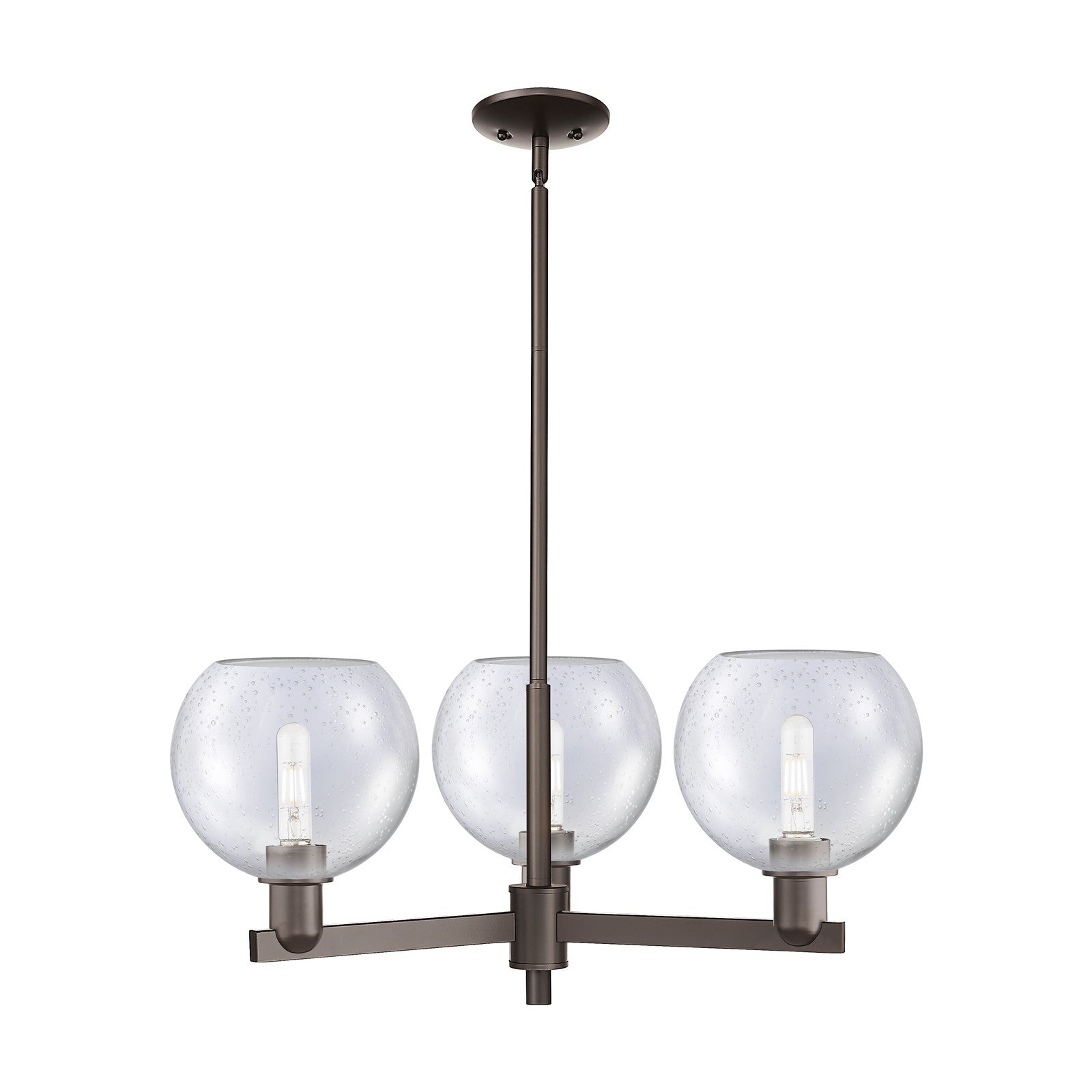 Innovations Athens 30in 3-Light Pendant | Industrial Oil Rubbed Bronze Steel and Seedy Glass | Kitchen Island & Dining Room | Model 716-3CR-OB-G124-8