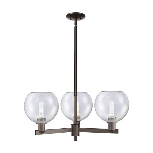 Innovations Athens 30in 3-Light Pendant | Industrial Oil Rubbed Bronze Steel and Seedy Glass | Kitchen Island & Dining Room | Model 716-3CR-OB-G124-8