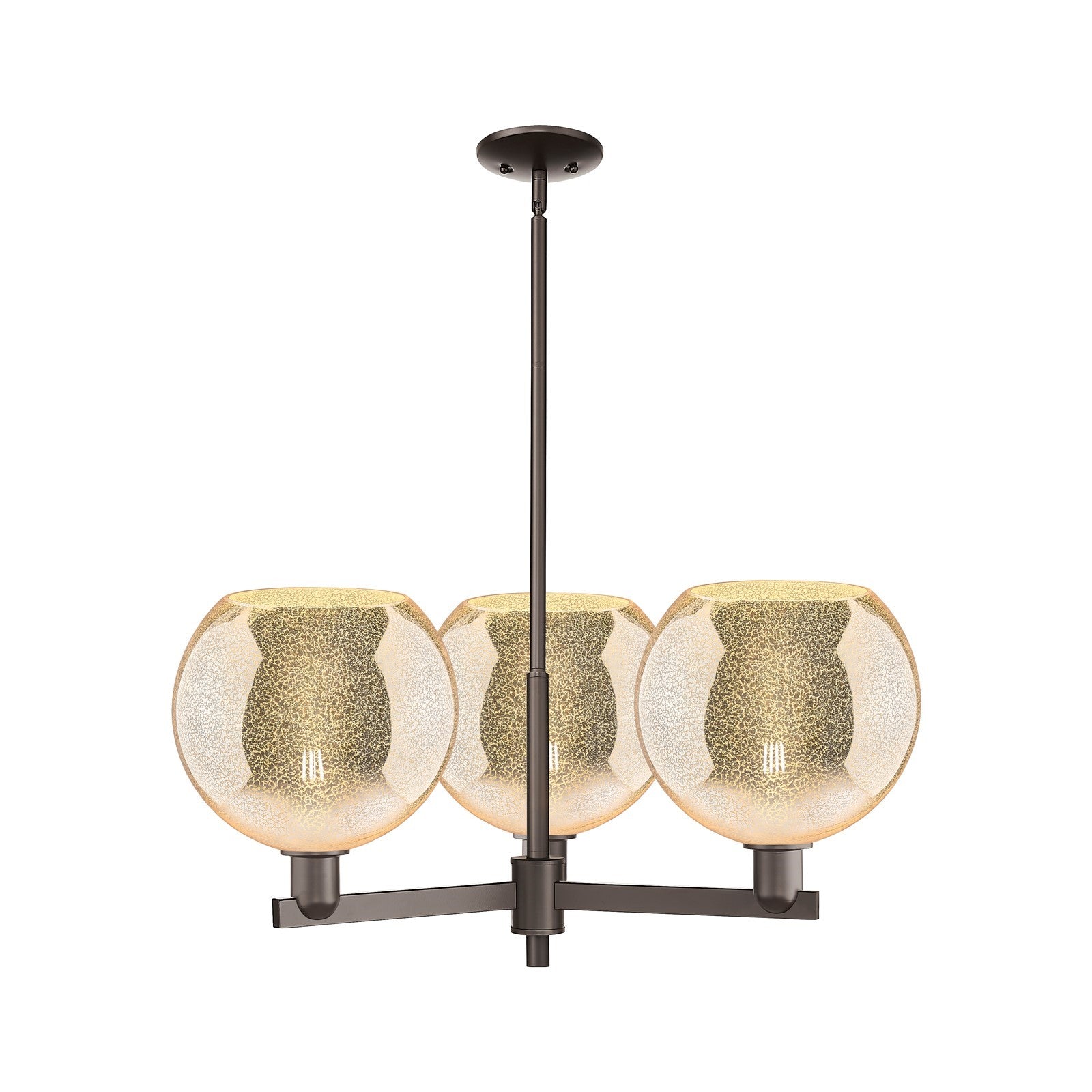 Innovations Athens 32in 3-Light Pendant | Industrial Oil Rubbed Bronze Steel and Mercury Glass | Kitchen Island & Dining Room | Model 716-3CR-OB-G128-10