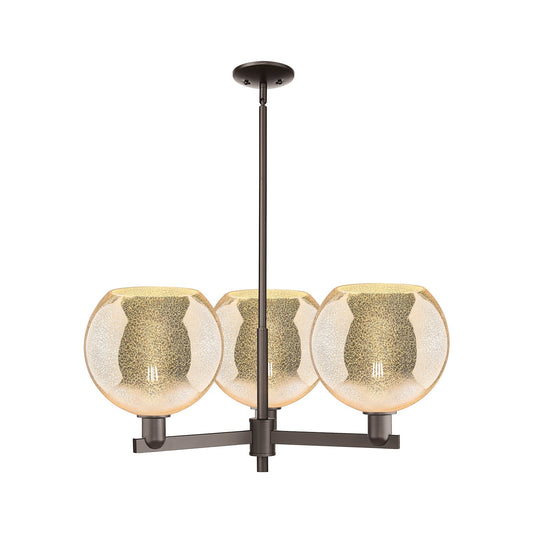 Innovations Athens 32in 3-Light Pendant | Industrial Oil Rubbed Bronze Steel and Mercury Glass | Kitchen Island & Dining Room | Model 716-3CR-OB-G128-10
