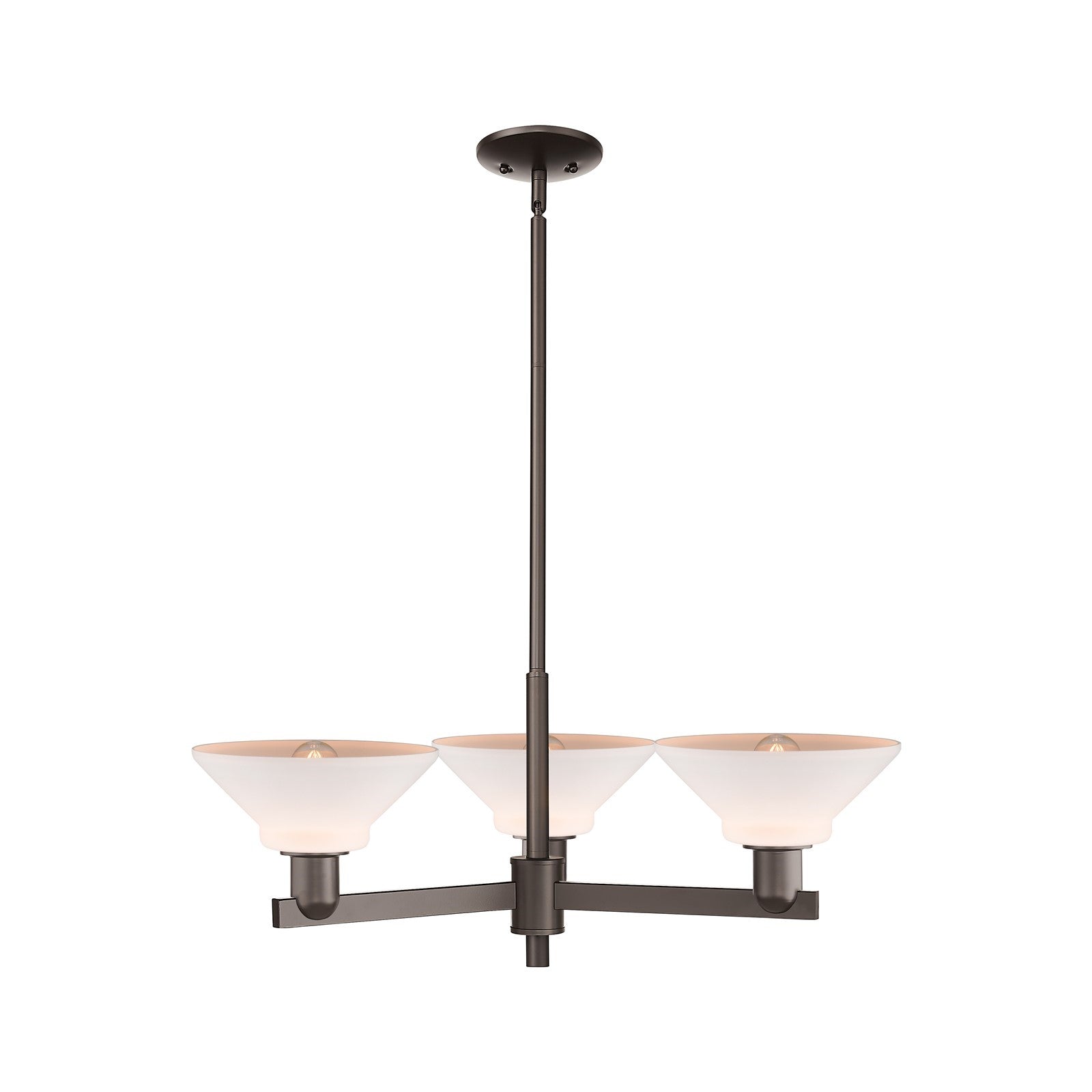 Innovations Orwell 30in 3-Light Pendant | Industrial Oil Rubbed Bronze Steel and Matte White Glass | Kitchen Island & Dining Room | Model 716-3CR-OB-G131