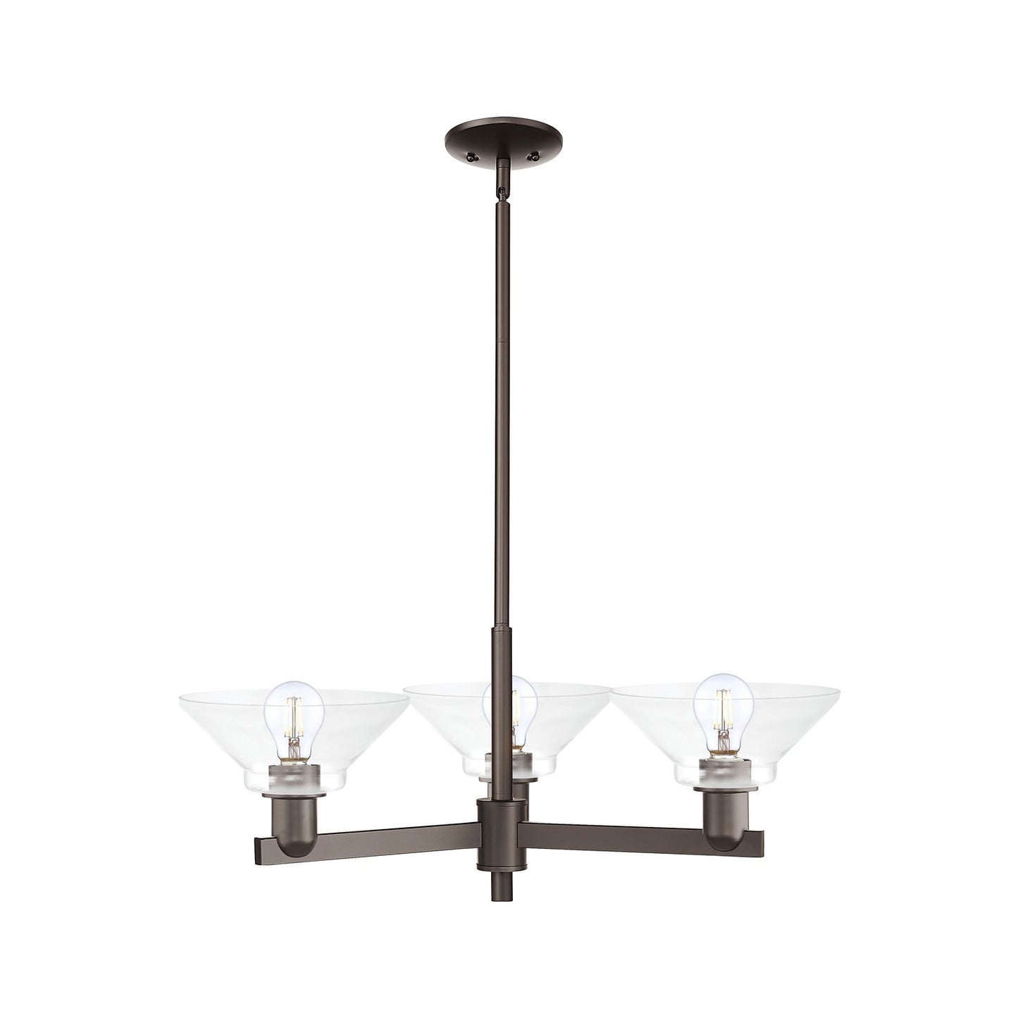 Innovations Orwell 30in 3-Light Pendant | Industrial Oil Rubbed Bronze Steel and Clear Glass | Kitchen Island & Dining Room | Model 716-3CR-OB-G132