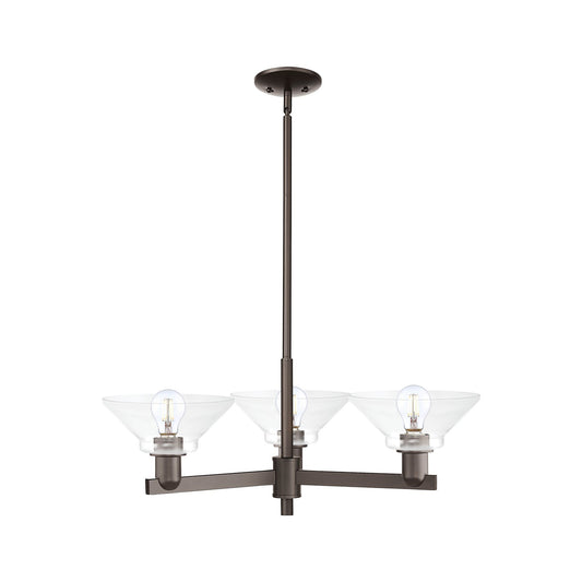 Innovations Orwell 30in 3-Light Pendant | Industrial Oil Rubbed Bronze Steel and Clear Glass | Kitchen Island & Dining Room | Model 716-3CR-OB-G132