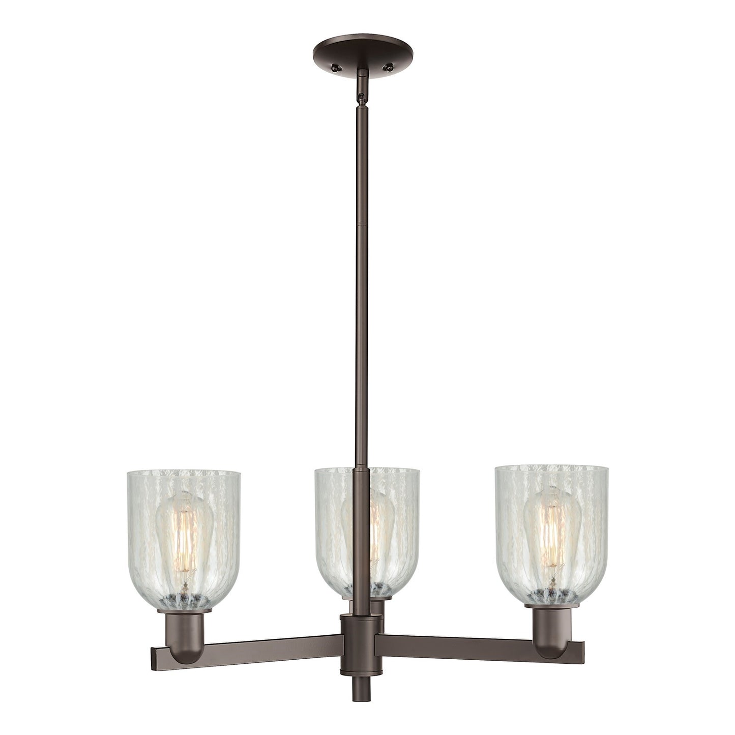 Innovations Caledonia 27in 3-Light Pendant | Industrial Oil Rubbed Bronze Steel and Mouchette Glass | Kitchen Island & Dining | Model 716-3CR-OB-G2511