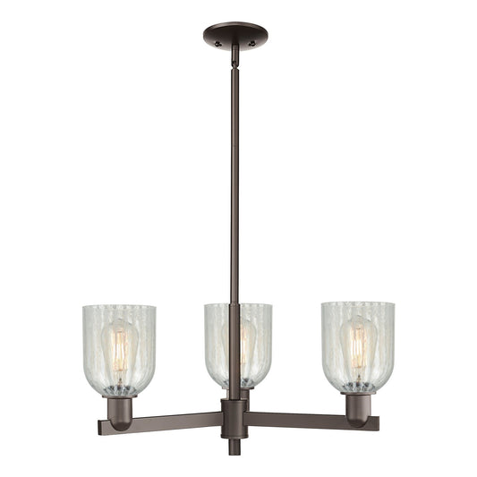 Innovations Caledonia 27in 3-Light Pendant | Industrial Oil Rubbed Bronze Steel and Mouchette Glass | Kitchen Island & Dining | Model 716-3CR-OB-G2511