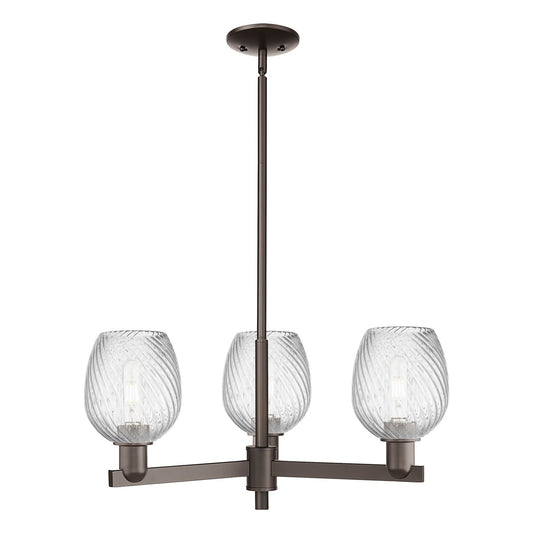 Innovations Salina 28in 3-Light Pendant | Industrial Oil Rubbed Bronze Steel and Clear Spiral Fluted Glass | Kitchen Island & | Model 716-3CR-OB-G292