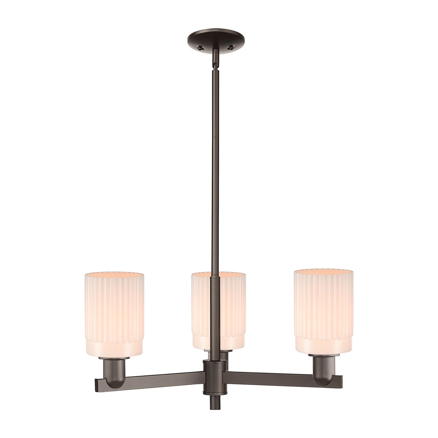 Innovations Hadley 26in 3-Light Pendant | Industrial Oil Rubbed Bronze Steel and Matte White Glass | Kitchen Island & Dining Room | Model 716-3CR-OB-G341