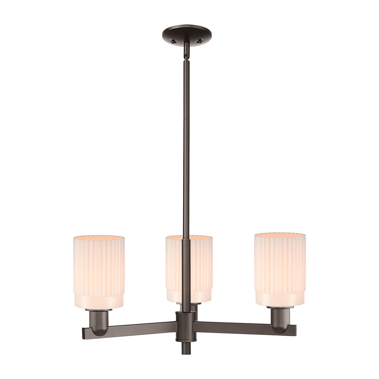 Innovations Hadley 26in 3-Light Pendant | Industrial Oil Rubbed Bronze Steel and Matte White Glass | Kitchen Island & Dining Room | Model 716-3CR-OB-G341