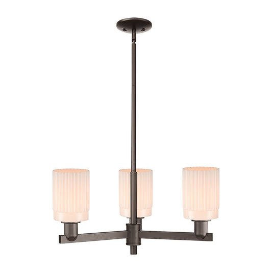 Innovations Hadley 26in 3-Light Pendant | Industrial Oil Rubbed Bronze Steel and Matte White Glass | Kitchen Island & Dining Room | Model 716-3CR-OB-G341