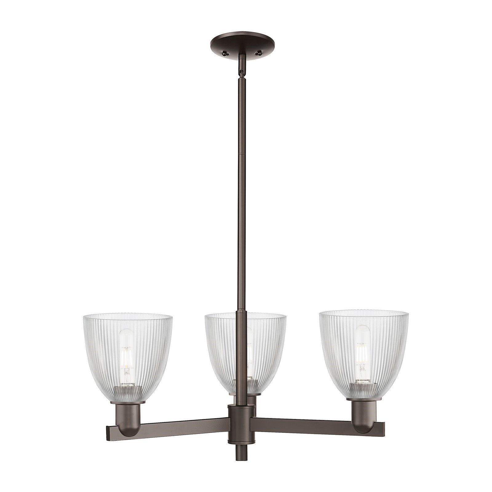 Innovations Castile 28in 3-Light Pendant | Industrial Oil Rubbed Bronze Steel and Clear Glass | Kitchen Island & Dining Room | Model 716-3CR-OB-G382