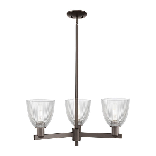 Innovations Castile 28in 3-Light Pendant | Industrial Oil Rubbed Bronze Steel and Clear Glass | Kitchen Island & Dining Room | Model 716-3CR-OB-G382
