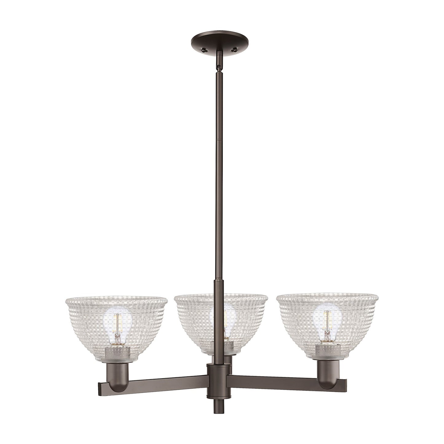 Innovations Arietta 30in 3-Light Pendant | Industrial Oil Rubbed Bronze Steel and Clear Glass | Kitchen Island & Dining Room | Model 716-3CR-OB-G422