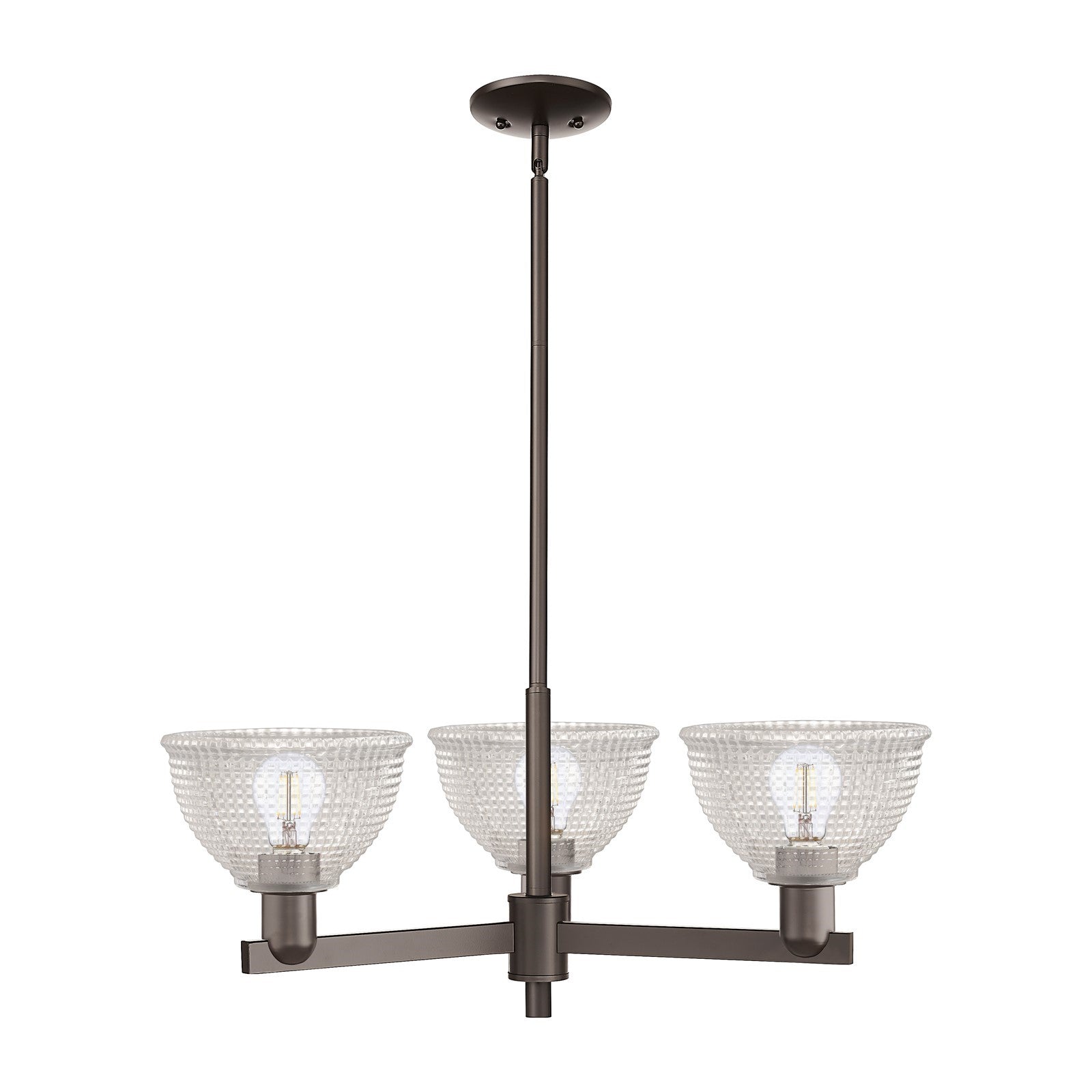 Innovations Arietta 30in 3-Light Pendant | Industrial Oil Rubbed Bronze Steel and Clear Glass | Kitchen Island & Dining Room | Model 716-3CR-OB-G422