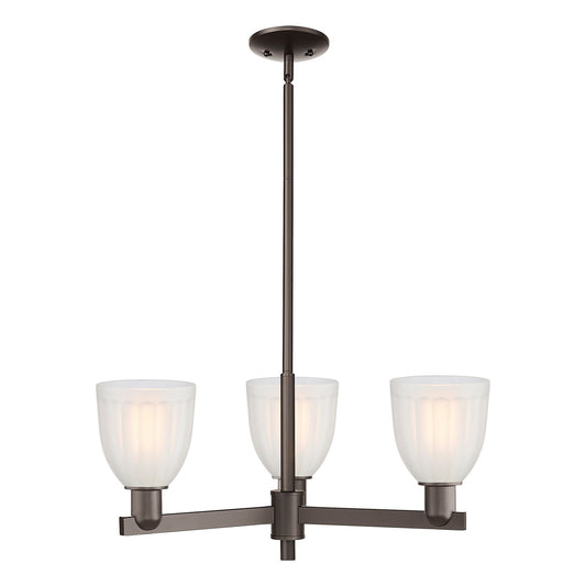 Innovations Brookfield 28in 3-Light Pendant | Industrial Oil Rubbed Bronze and White Frosted Ribbed Glass | Kitchen Island & | Model 716-3CR-OB-G441