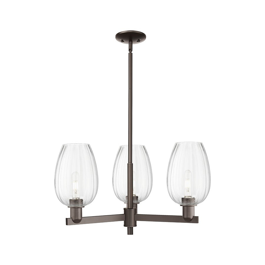 Innovations Preston 3Lt 18" Flute Stem Chandelier, OB/CL - 716-3CR-OB-G457-6CL