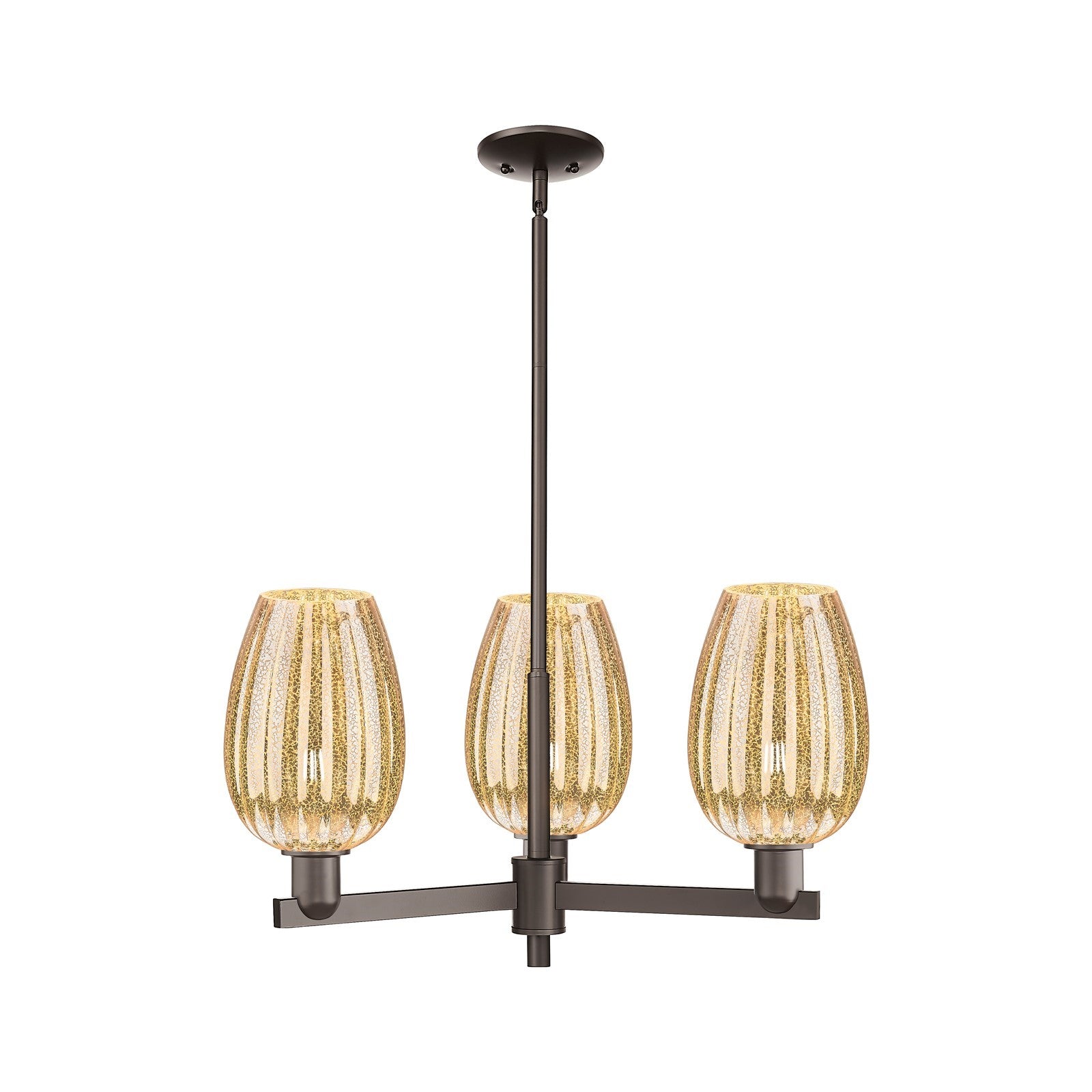 Innovations Preston Flute 28in 3-Light Pendant | Industrial Oil Rubbed Bronze Steel and Mercury Cone Glass | Kitchen Island & | Model 716-3CR-OB-G457-6ME