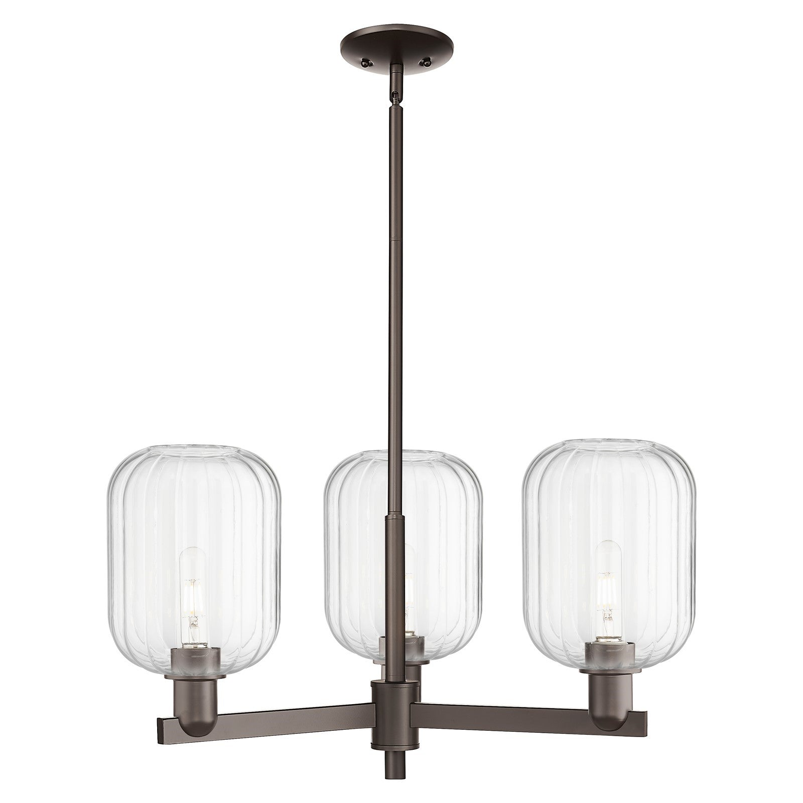 Innovations Preston Cylinder 28.5in 3-Light Pendant | Industrial Oil Rubbed Bronze Steel and Clear Glass | Kitchen Island & | Model 716-3CR-OB-G460-7CL
