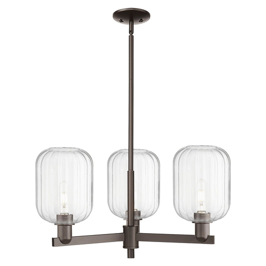 Innovations Preston Cylinder 28.5in 3-Light Pendant | Industrial Oil Rubbed Bronze Steel and Clear Glass | Kitchen Island & | Model 716-3CR-OB-G460-7CL