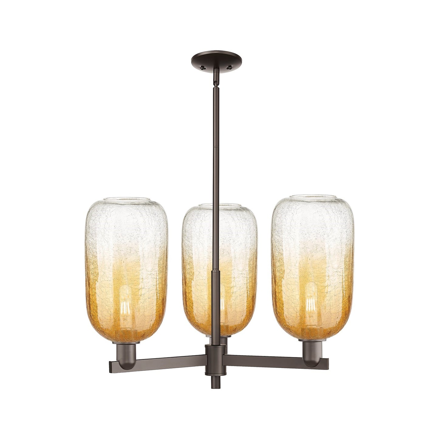 Innovations Brookhaven Cloche 28.75in 3-Light Pendant | Industrial Oil Rubbed Bronze Steel and Amber Glass | Kitchen Island & | Model 716-3CR-OB-G482-7AM