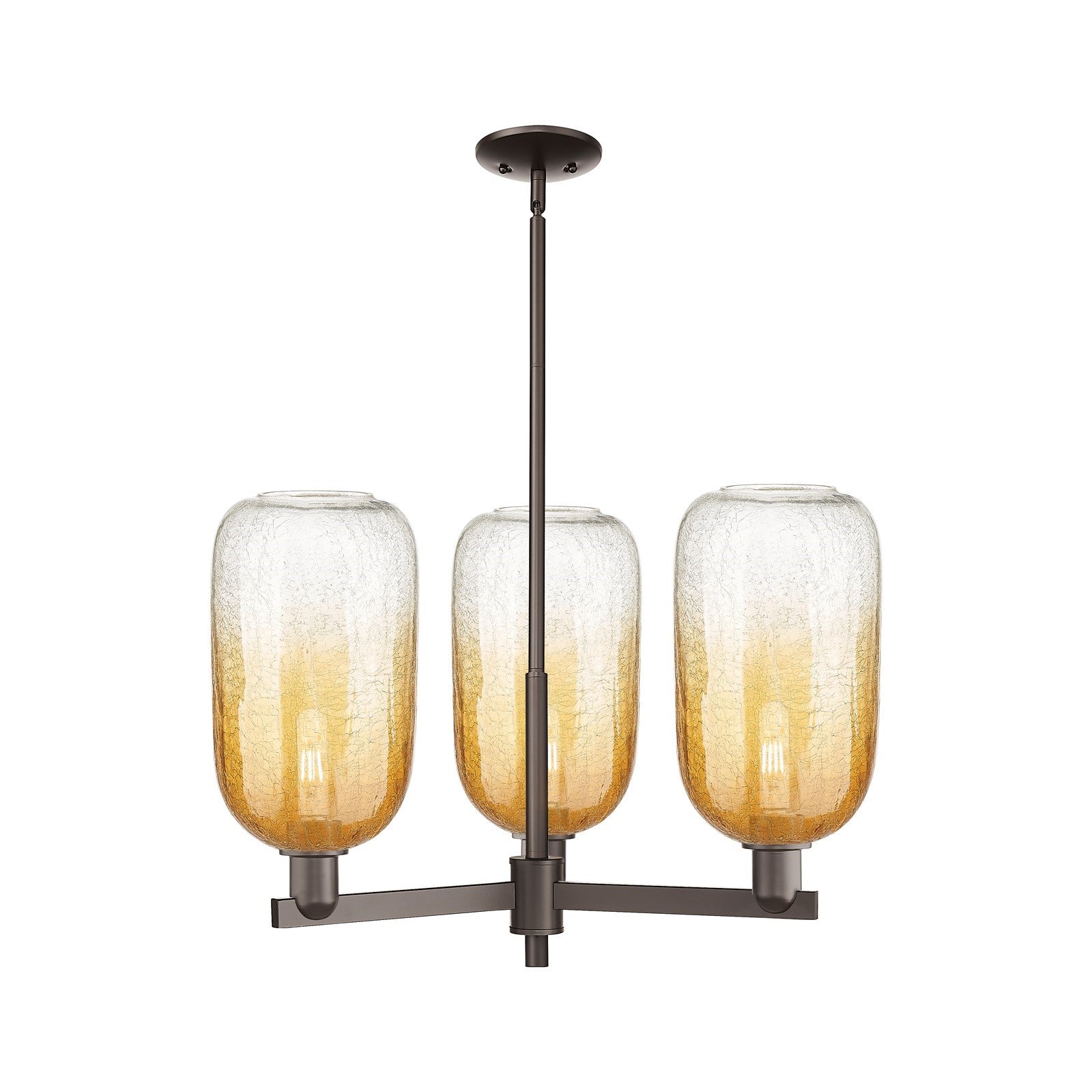 Innovations Brookhaven Cloche 28.75in 3-Light Pendant | Industrial Oil Rubbed Bronze Steel and Amber Glass | Kitchen Island & | Model 716-3CR-OB-G482-7AM