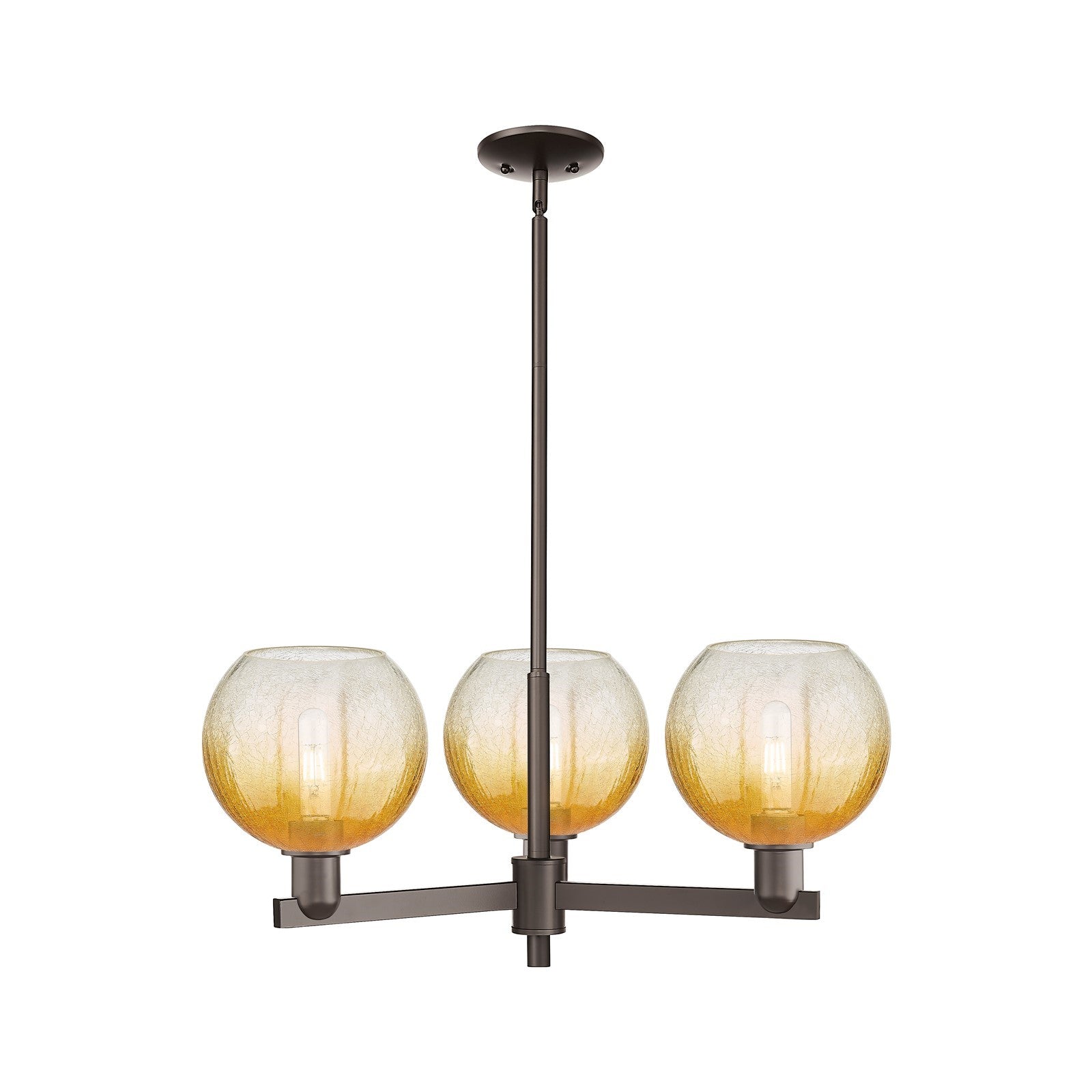 Innovations Brookhaven Globe 30in 3-Light Pendant | Industrial Oil Rubbed Bronze and Amber Glass | Kitchen Island & Dining | Model 716-3CR-OB-G483-8AM