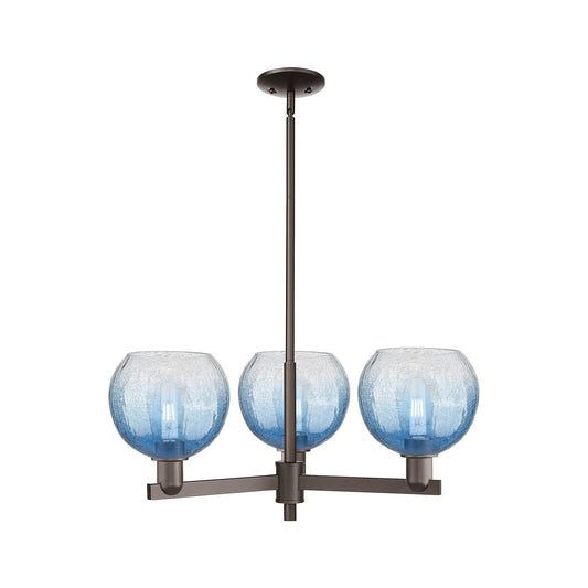 Innovations Brookhaven Globe 30in 3-Light Pendant | Industrial Oil Rubbed Bronze and Sapphire Blue Glass | Kitchen Island & | Model 716-3CR-OB-G483-8SB