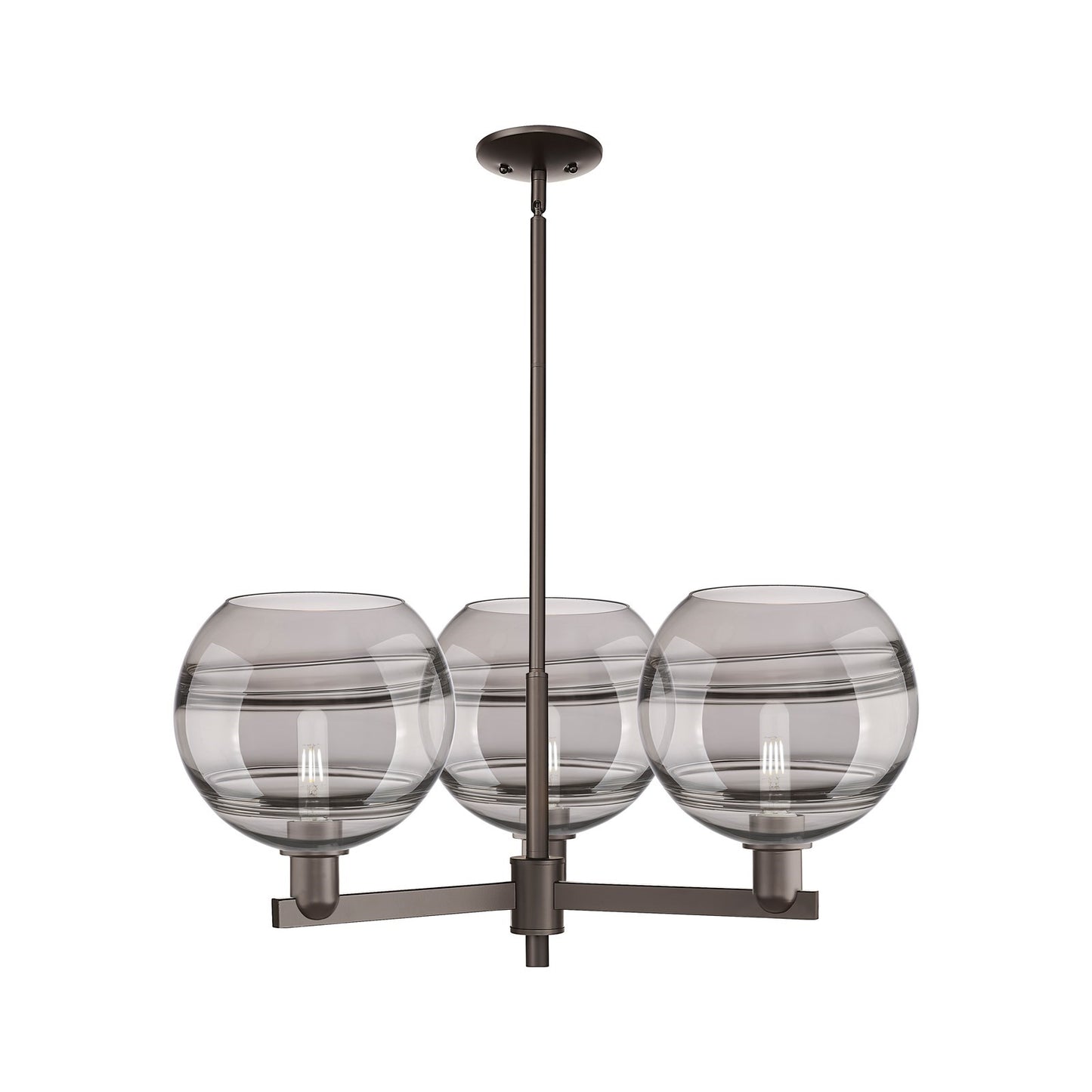 Innovations Rochester 32in 3-Light Pendant | Industrial Oil Rubbed Bronze Steel and Light Smoke Glass | Kitchen Island & | Model 716-3CR-OB-G556-10SM