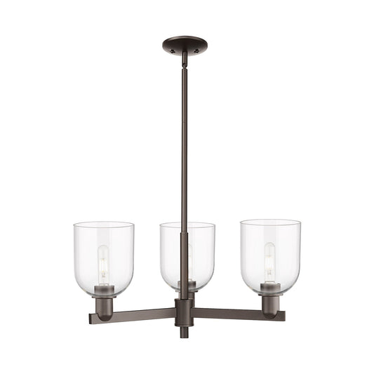 Innovations Bella 27in 3-Light Pendant | Industrial Oil Rubbed Bronze Steel and Clear Glass | Kitchen Island & Dining Room | Model 716-3CR-OB-G558-6CL