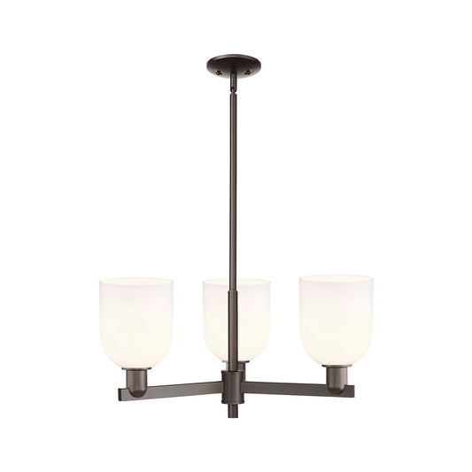 Innovations Bella 27in 3-Light Pendant | Industrial Oil Rubbed Bronze Steel and White Glass | Kitchen Island & Dining Room | Model 716-3CR-OB-G558-6GWH