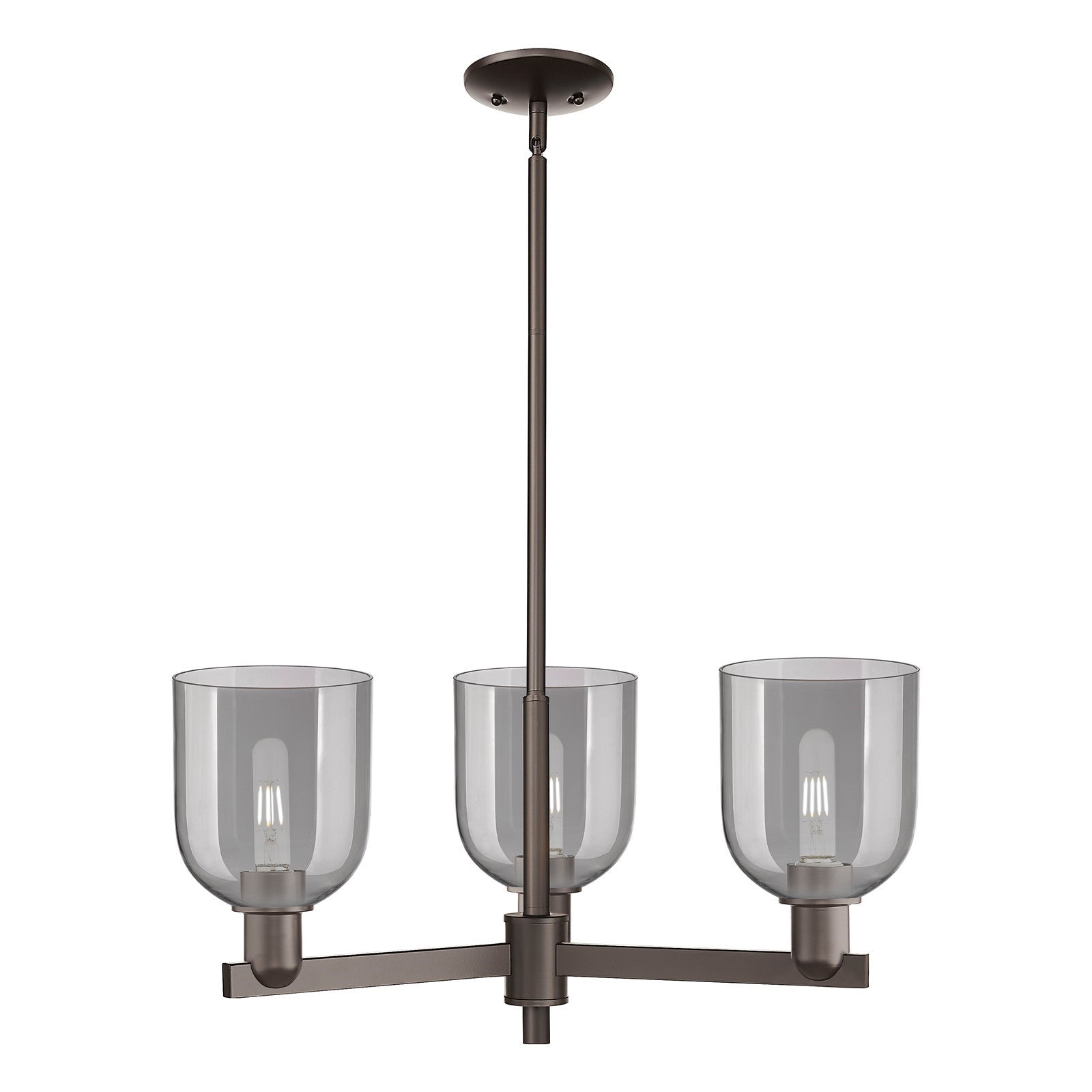 Innovations Bella 27in 3-Light Pendant | Industrial Oil Rubbed Bronze Steel and Light Smoke Glass | Kitchen Island & Dining | Model 716-3CR-OB-G558-6SM