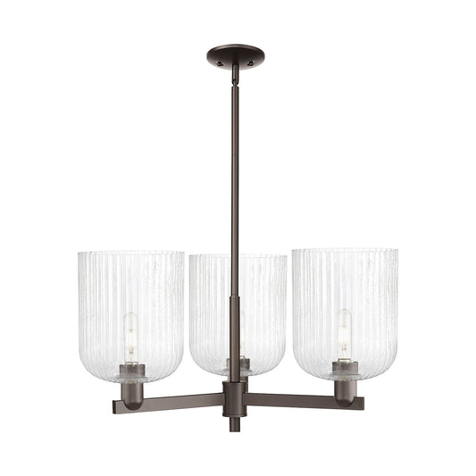 Innovations Bridal Veil 30in 3-Light Pendant | Industrial Oil Rubbed Bronze Steel and Seedy Ribbed Glass | Kitchen Island & | Model 716-3CR-OB-G559-8SDY