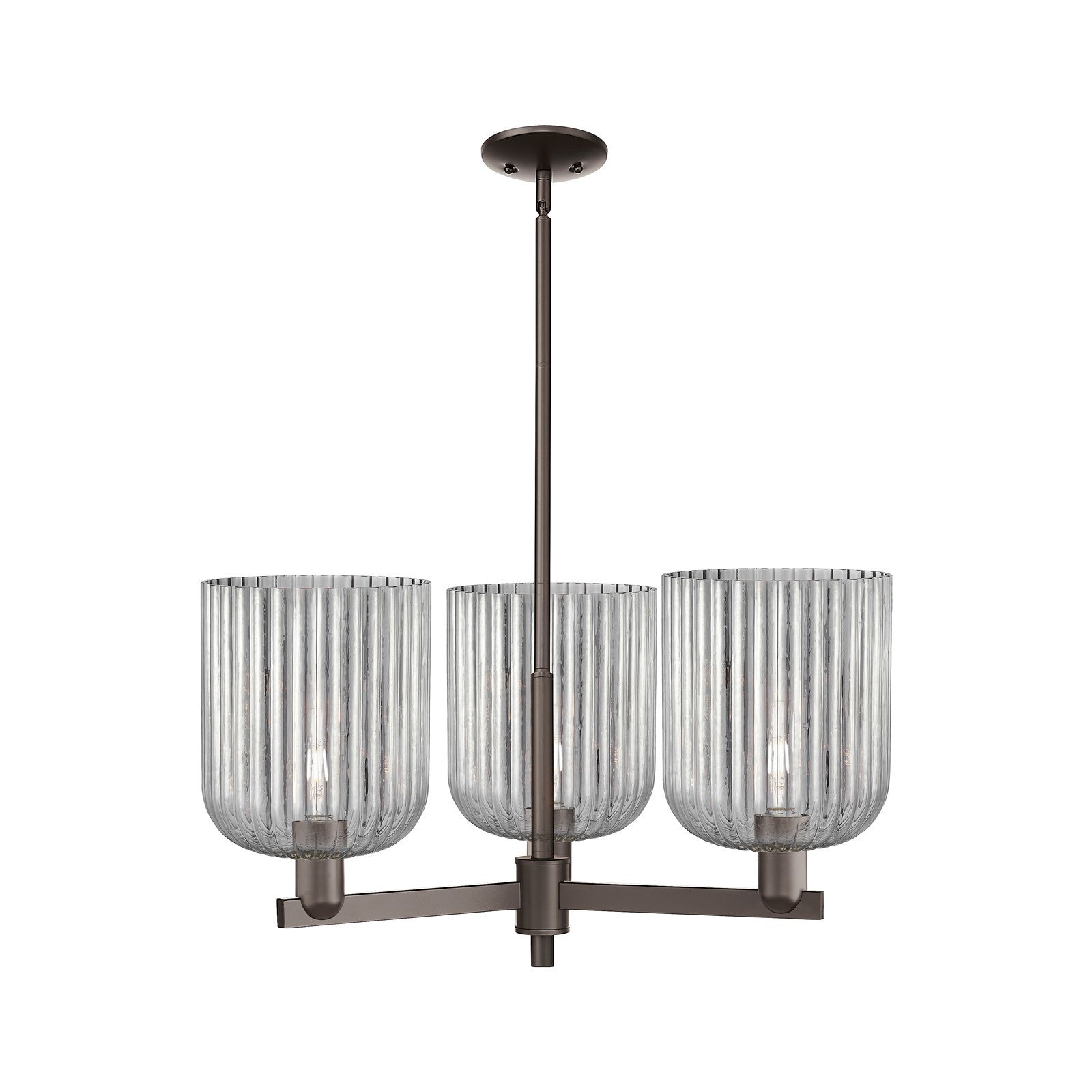 Innovations Bridal Veil 30in 3-Light Pendant | Industrial Oil Rubbed Bronze and Light Smoke Glass | Kitchen Island & Dining | Model 716-3CR-OB-G559-8SM