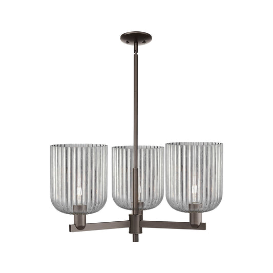 Innovations Bridal Veil 30in 3-Light Pendant | Industrial Oil Rubbed Bronze and Light Smoke Glass | Kitchen Island & Dining | Model 716-3CR-OB-G559-8SM