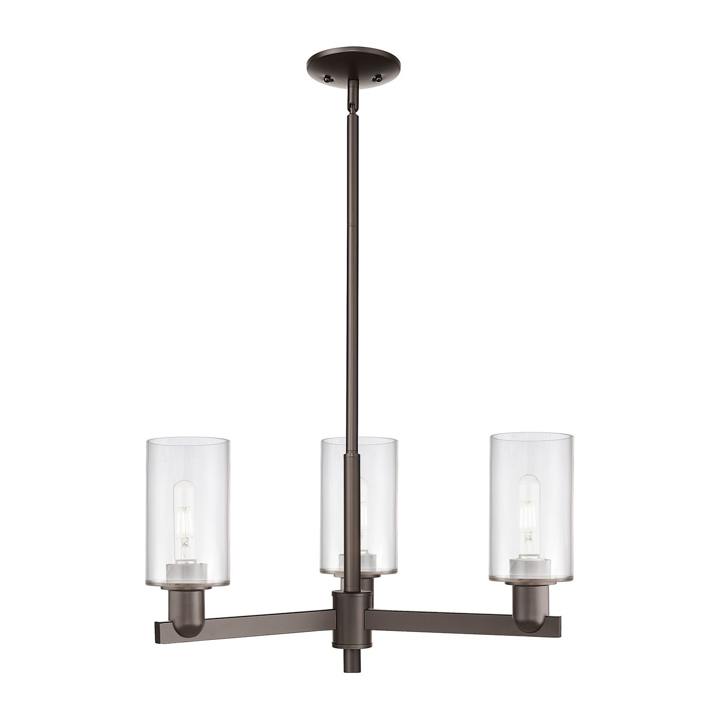Innovations Clymer 26in 3-Light Pendant | Industrial Oil Rubbed Bronze Steel and Clear Glass | Kitchen Island & Dining Room | Model 716-3CR-OB-G802